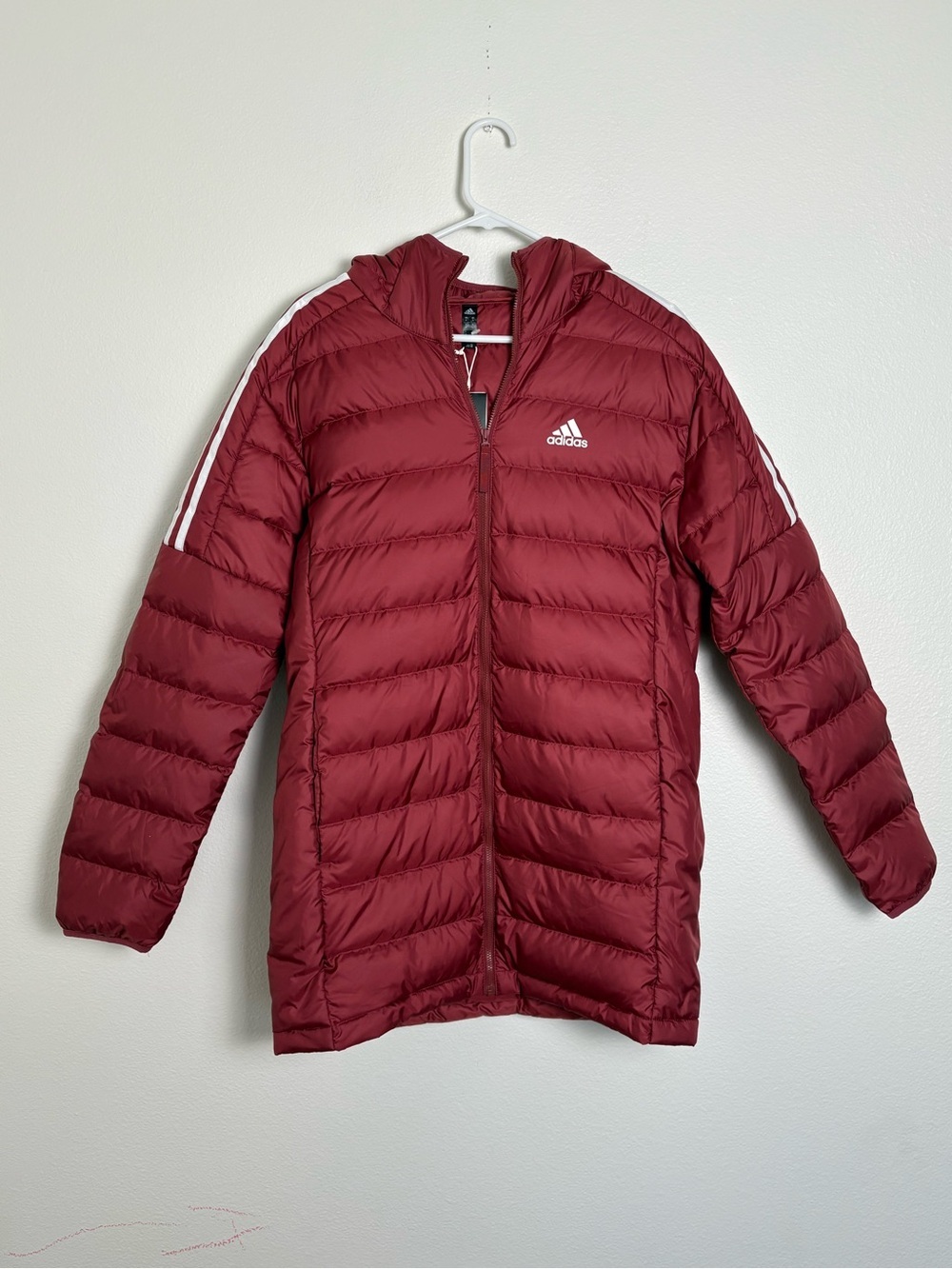 Adidas Essentials Down Parka In Legacy Red Size Medium
